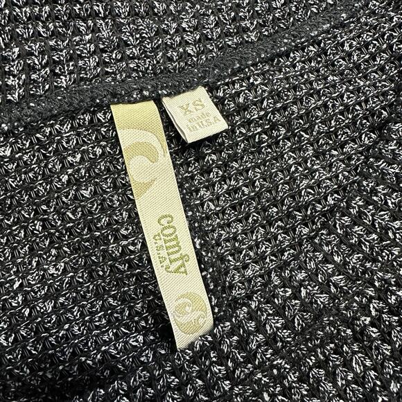 Comfy USA Black Gray Open Knit Dress Ruched Front Bow Unlined Womens Size XS‎ - Picture 5 of 6